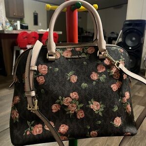Michael Kors Black Floral Satchel